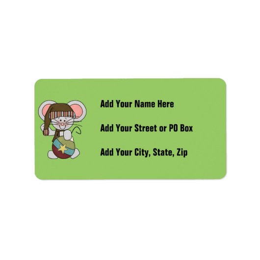 オーナメントを持つクリスマスのマウス ラベル (正面)