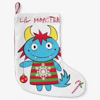 オーナメントを持つ女の子モンスター スモールクリスマスストッキング