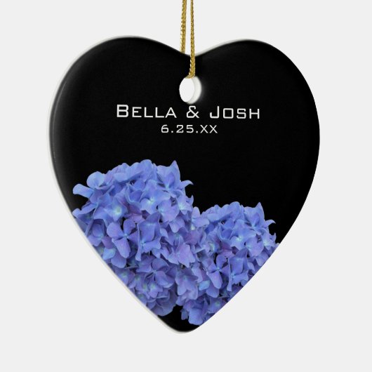 オーナメントを結婚している青いアジサイ セラミックオーナメント (右)