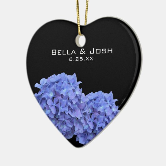 オーナメントを結婚している青いアジサイ セラミックオーナメント (左)