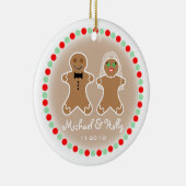 オーナメントを結婚します- Gingerbeadの花嫁及び新郎 セラミックオーナメント (右)