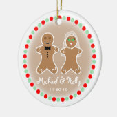 オーナメントを結婚します- Gingerbeadの花嫁及び新郎 セラミックオーナメント (左)