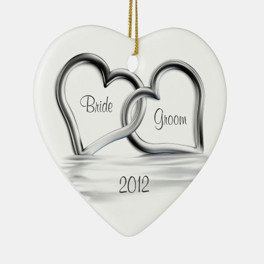 オーナメントを結婚する初めてのクリスマス セラミックオーナメント (右)