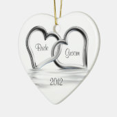 オーナメントを結婚する初めてのクリスマス セラミックオーナメント (左)