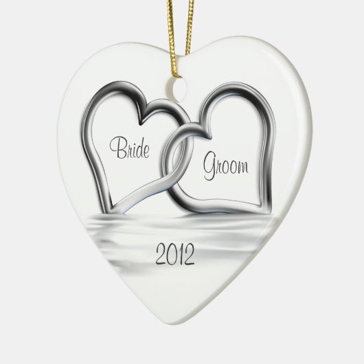 オーナメントを結婚する初めてのクリスマス セラミックオーナメント (左)