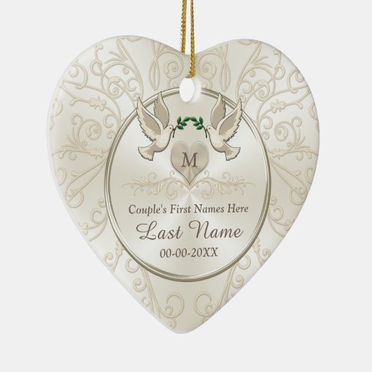 オーナメントを結婚する安くパーソナライズな結婚祝い セラミックオーナメント (右)