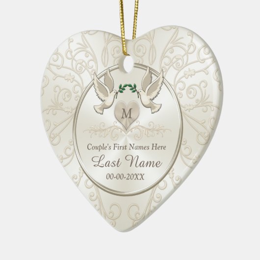 オーナメントを結婚する安くパーソナライズな結婚祝い セラミックオーナメント (左)