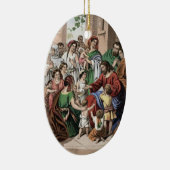 オーナメントを絵を描いている幼い子供を賛美しているイエス・キリスト セラミックオーナメント (右)