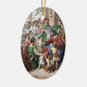 オーナメントを絵を描いている幼い子供を賛美しているイエス・キリスト セラミックオーナメント (左)