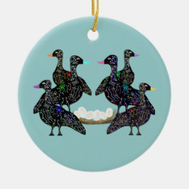オーナメントを置いている6羽のガチョウA セラミックオーナメント
