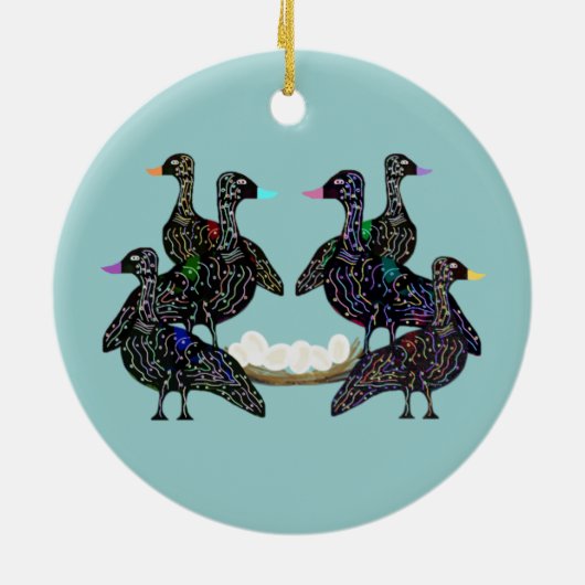 オーナメントを置いている6羽のガチョウA セラミックオーナメント (裏面)