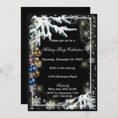 オーナメントウィンターパインクリスマスパーティの招待状 招待状 (正面/裏面)