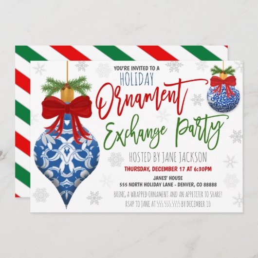 オーナメントエクスチェンジホリデーパーティー 招待状 (正面/裏面)