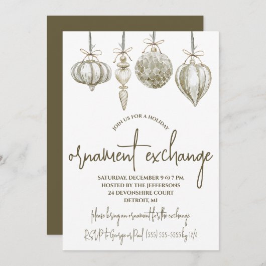 オーナメントエクスチェンジホリデーパーティー 招待状 (正面/裏面)