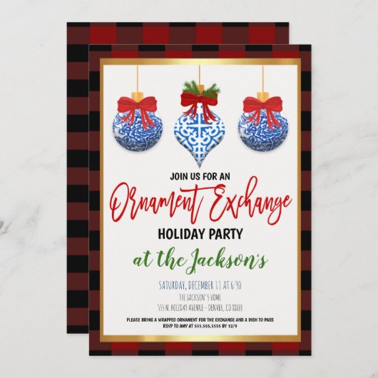オーナメントエクスチェンジホリデーパーティー 招待状 (正面/裏面)