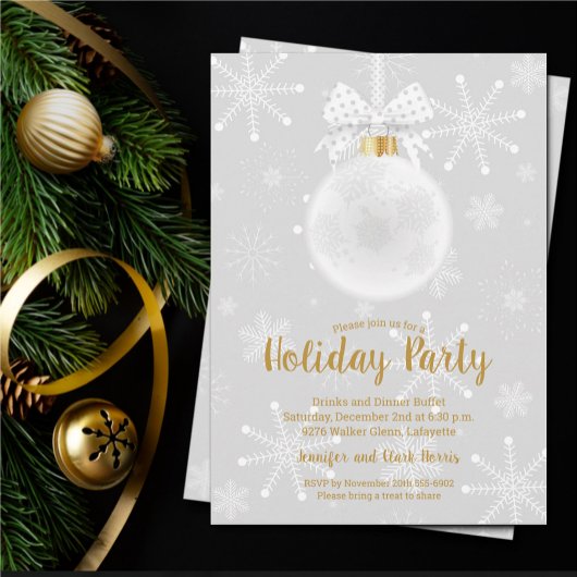 オーナメントエレガントオンスノーフレークスホリデイ 招待状