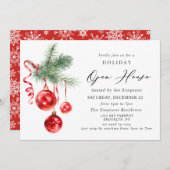 オーナメントエレガントクリスマスホリデーオープンハウス 招待状 (正面/裏面)