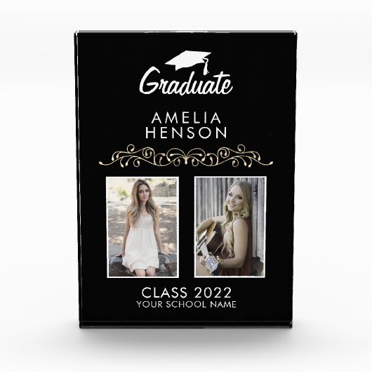 オーナメントエレガントブラック卒業記念キープサク2 フォトブロック (正面)