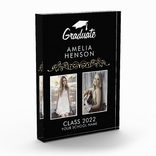 オーナメントエレガントブラック卒業記念キープサク2 フォトブロック (左)