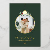オーナメントエレガントメリークリスマスフォト 箔シーズンカード (正面)