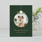 オーナメントエレガントメリークリスマスフォト 箔シーズンカード (立ち正面)