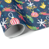 オーナメントカスタムとトナカイのクリスマス ラッピングペーパー (ロールコーナー)