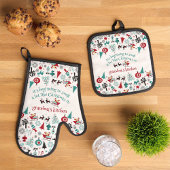 オーナメントカスタムサンタクロースレイトインデアモチーフ 鍋つかみ&鍋敷きセット