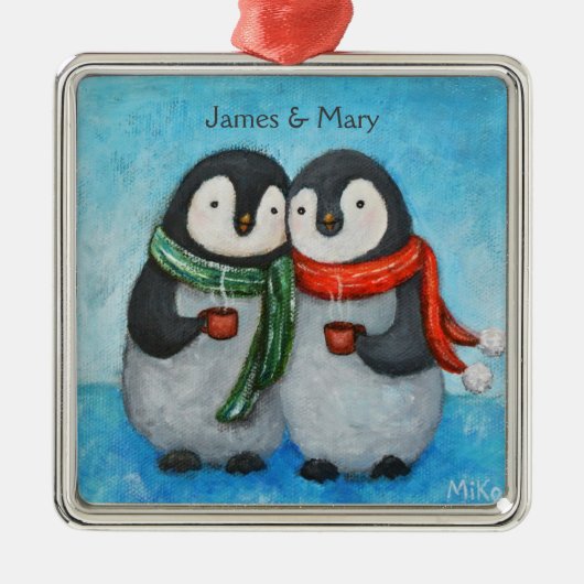 オーナメントカスタム初めてのクリスマスズトゥーペンギン メタルオーナメント (正面)