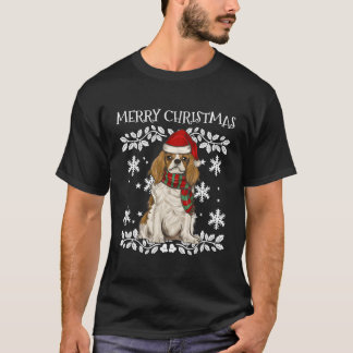 オーナメントカバメリーリアキングチャールズスパニエル犬クリスマス Tシャツ