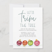 オーナメントカラフルクリスマスツリーのトリミングパーティー 招待状 (正面)