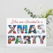 オーナメントカラフルミュージカルサンタクリスマスナイトパーティー 招待状 (スタンド正面)