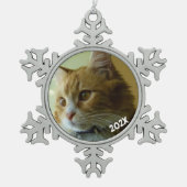 オーナメントクラシックスノーフレーク日付フォトペーターツリー スノーフレークピューターオーナメント (正面)