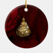 オーナメントクリスマスの宗教木のクロス信仰赤 セラミックオーナメント (裏面)