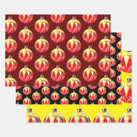 オーナメントクリスマスアートラップクラフト ラッピングペーパーシート (セット)