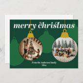 オーナメントクリスマスカードと2枚の写真 シーズンカード (正面/裏面)