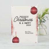 オーナメントクリスマスカード – クラシックホリデーグリーティング シーズンカード (スタンド正面)