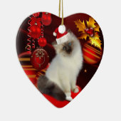 オーナメントクリスマスキャットとサンタハット セラミックオーナメント (右)