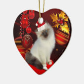 オーナメントクリスマスキャットとサンタハット セラミックオーナメント (左)