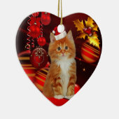 オーナメントクリスマスキャットとサンタハット セラミックオーナメント (右)