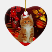 オーナメントクリスマスキャットとサンタハット セラミックオーナメント (裏面)