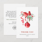 オーナメントクリスマスグリーティングホリデー サンキューカード (正面/裏面)