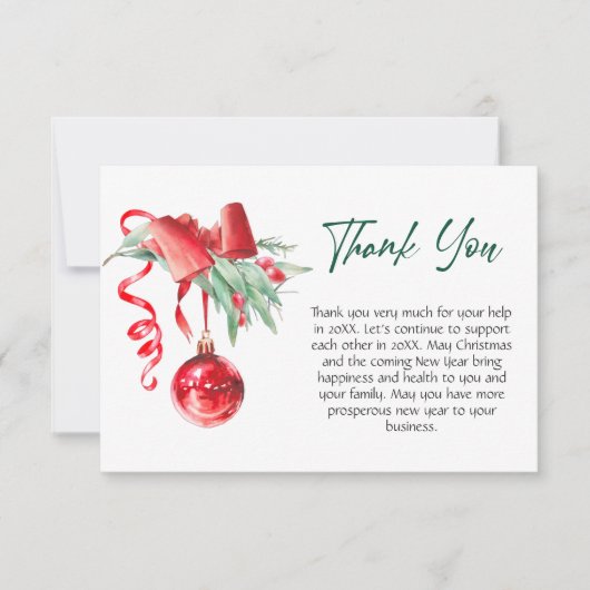 オーナメントクリスマスグリーティングホリデー サンキューカード (正面)