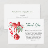 オーナメントクリスマスグリーティングホリデー サンキューカード (正面/裏面)