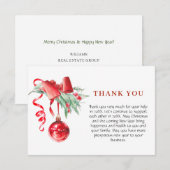オーナメントクリスマスグリーティングホリデー サンキューカード (正面/裏面)