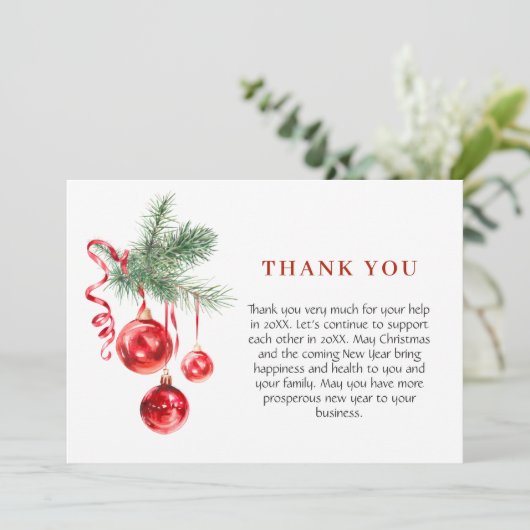 オーナメントクリスマスグリーティングホリデー サンキューカード (スタンド正面)