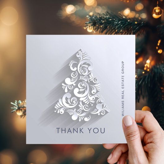 オーナメントクリスマスツリー企業のホリデー サンキューカード