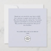 オーナメントクリスマスツリー企業のホリデー サンキューカード (裏面)