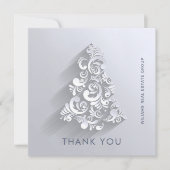 オーナメントクリスマスツリー企業のホリデー サンキューカード (正面)