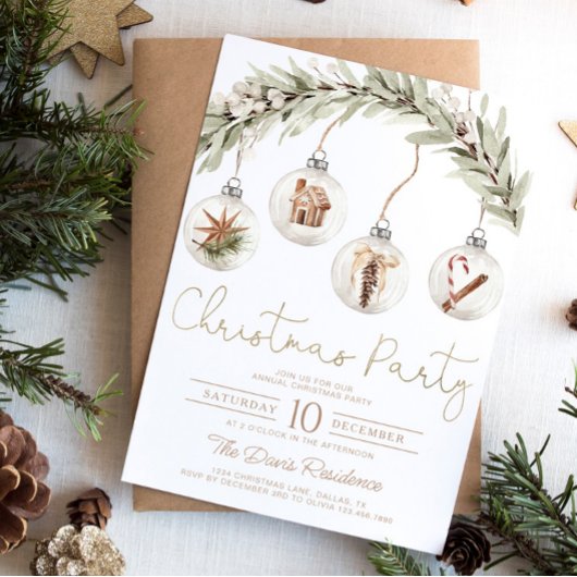 オーナメントクリスマスパーティの招待状 招待状