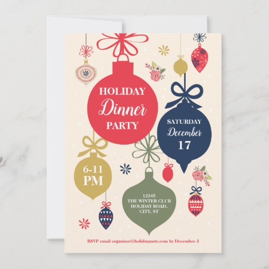 オーナメントクリスマスホリデーパーティー招待状 招待状 (正面)